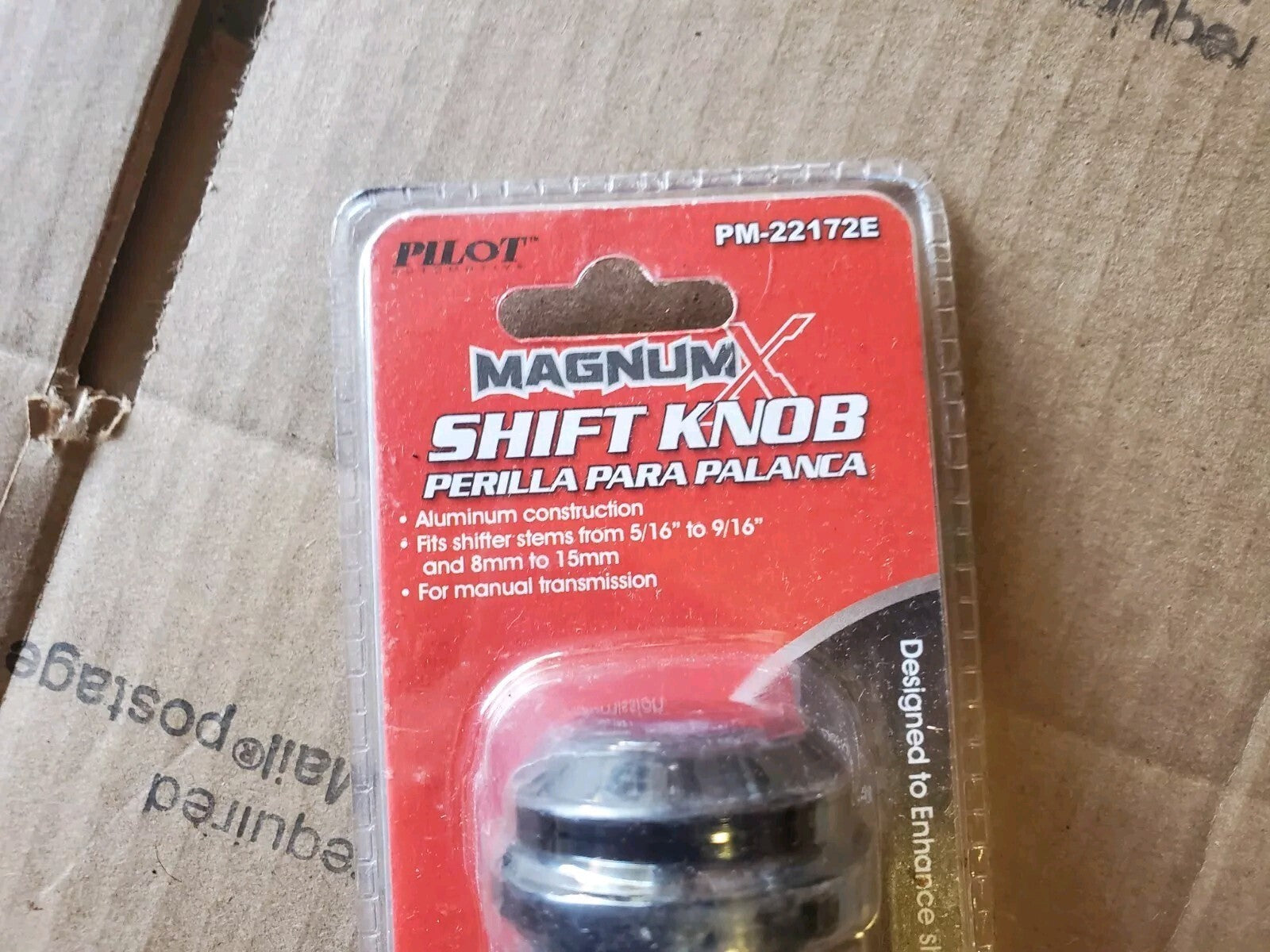 Pilot PM-22172E Manual Transmission Aluminum Gear Shift Knob, 5/16" To 9/16" B3J