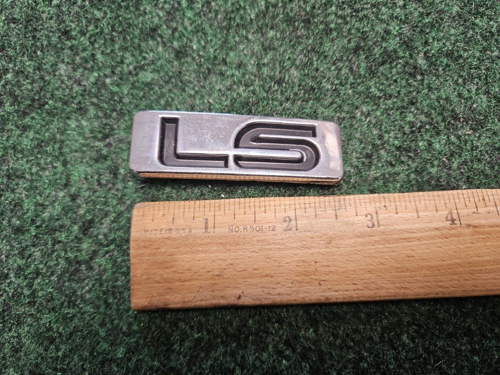 Vintage Ford "LS" Chrome Black Emblem OEM f8db16702 Db Unknown Make Model 5M7