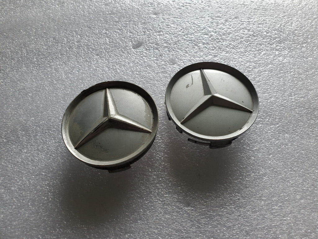 (2) Mercedes Benz OEM 1984-2016 Silver Center Cap Hub Cover 201 401 02 25 2L8