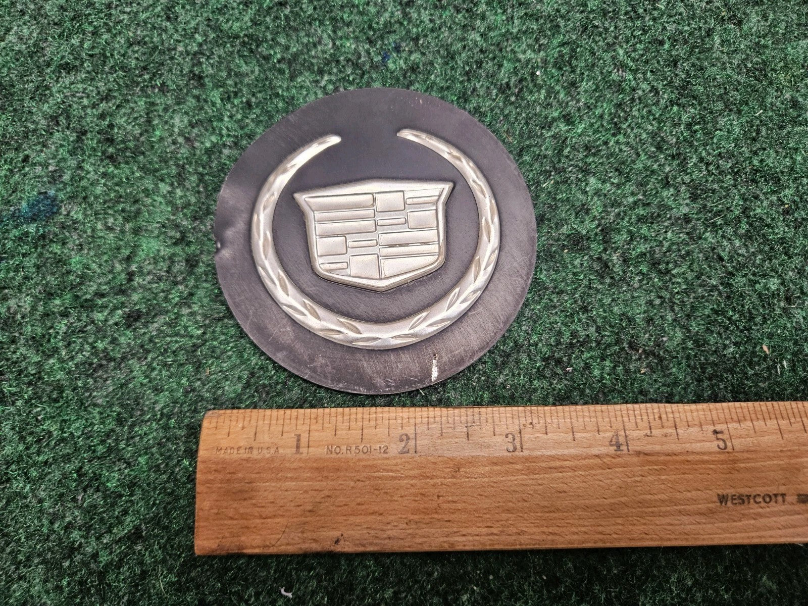 Cadillac OEM Emblem Badge Logo Name Plate Tin Like Material 5M3