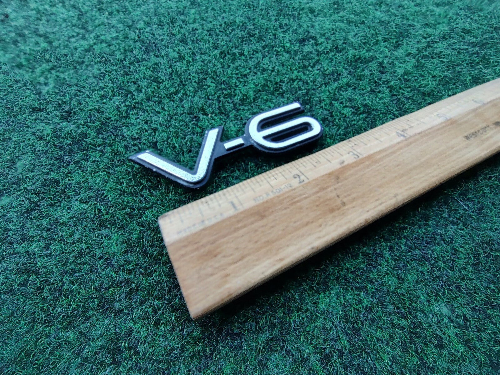 OEM V-6 V6 Chrome & Black Plastic 3" Emblem Badge Logo Nameplate Name Plate 5S3
