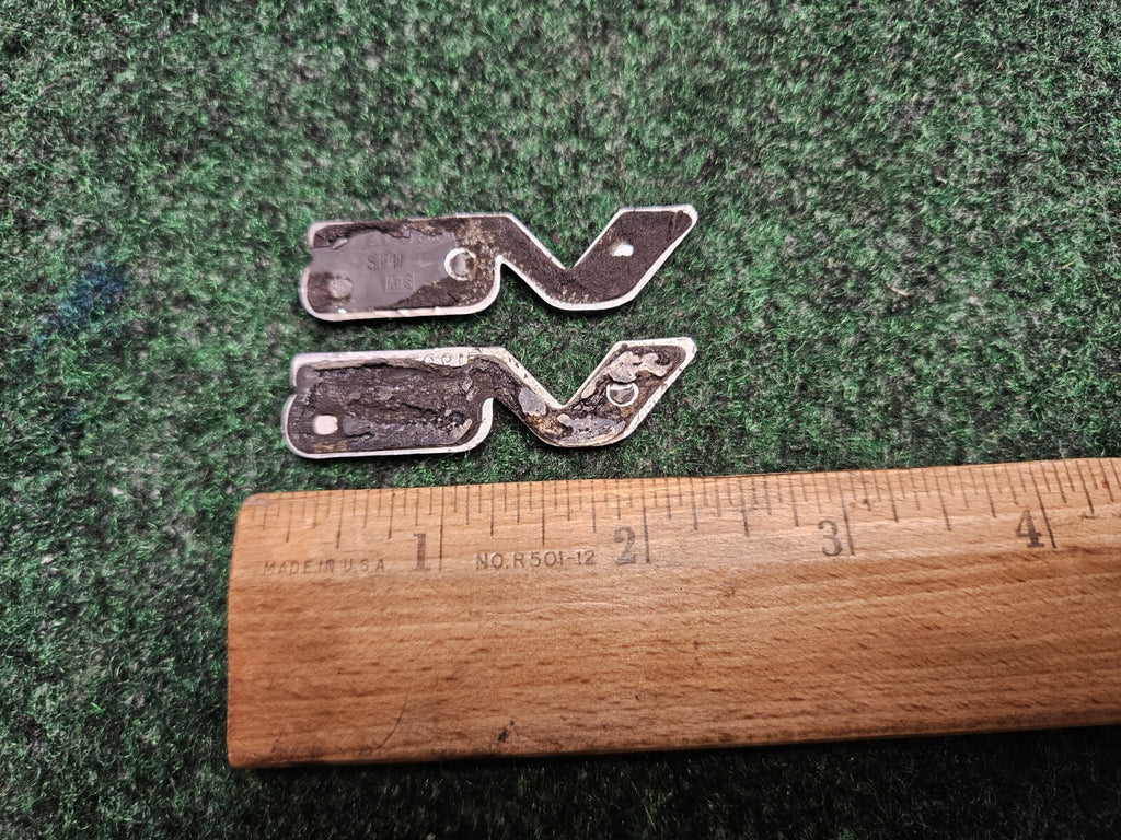 2 Pontiac OEM V6 Chrome Black Plastic Emblem Badge Logo Nameplate Name Plate 5M8