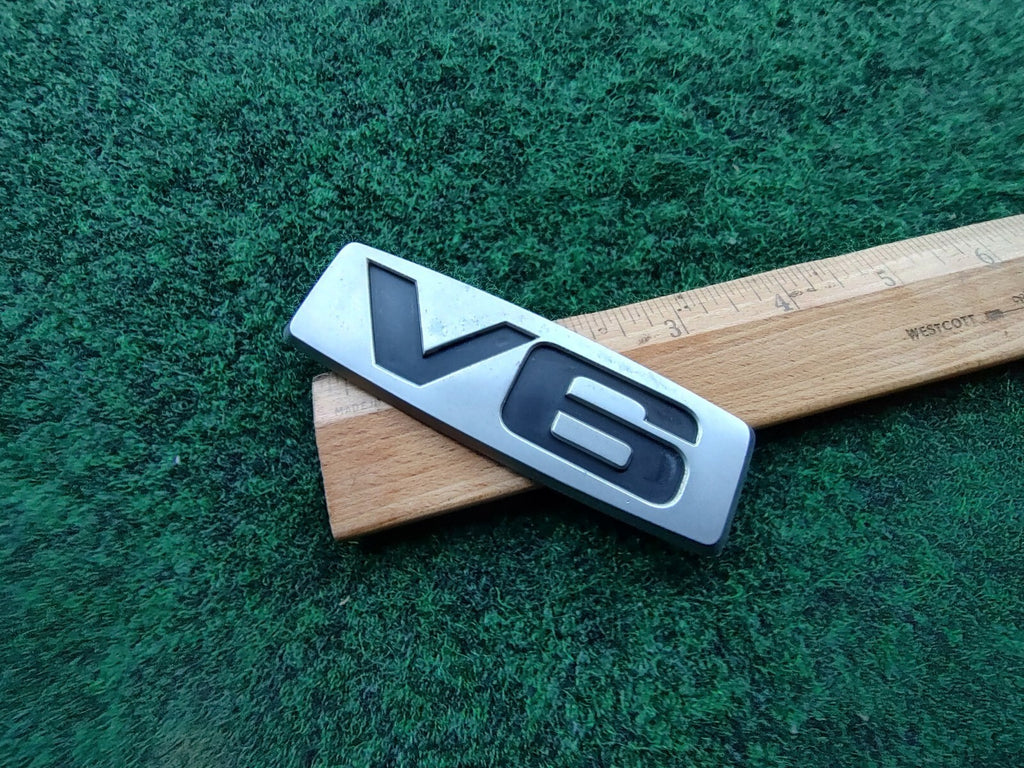 V6 Silver 3.75" Emblem Badge Logo Nameplate Name Plate OEM 5S3