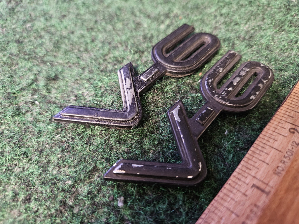 (2) OEM V-6 V6 Black Plastic 3" Emblem Badge Logo Nameplate Name Plate  4M9