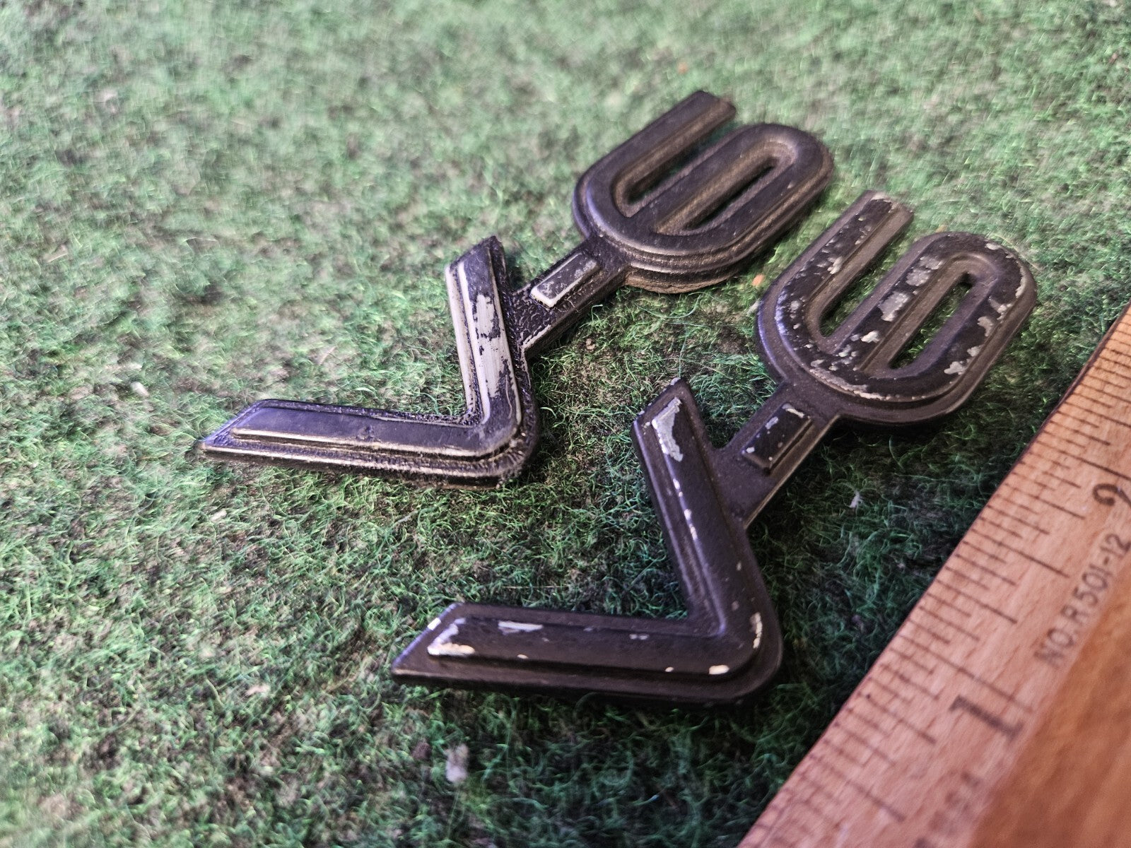 (2) OEM V-6 V6 Black Plastic 3" Emblem Badge Logo Nameplate Name Plate  4M9