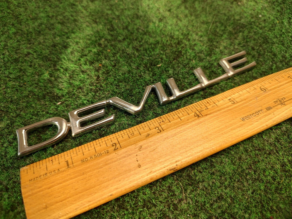 Cadillac DeVille Emblem Badge OEM Vintage Trim Classic Car Nameplate Script 3S8
