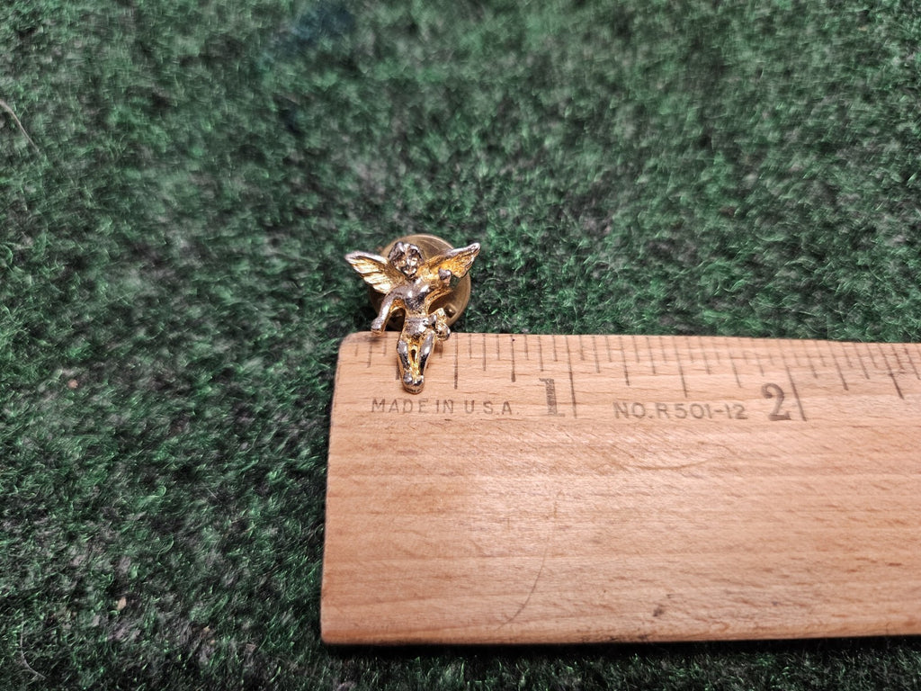 Guardian Angel Cherub Gold Tone Vintage Lapel Pin