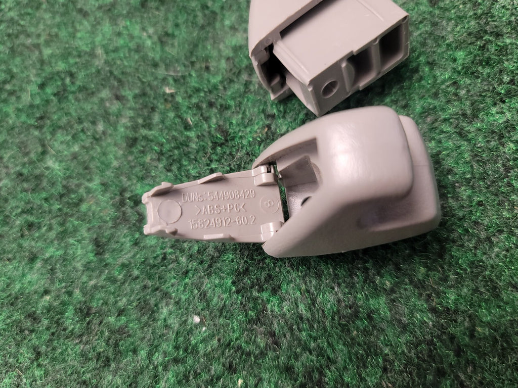Set Of 2 GM Interior Roof Sunvisor Support Clip Hanger Light Grey OEM 15824912