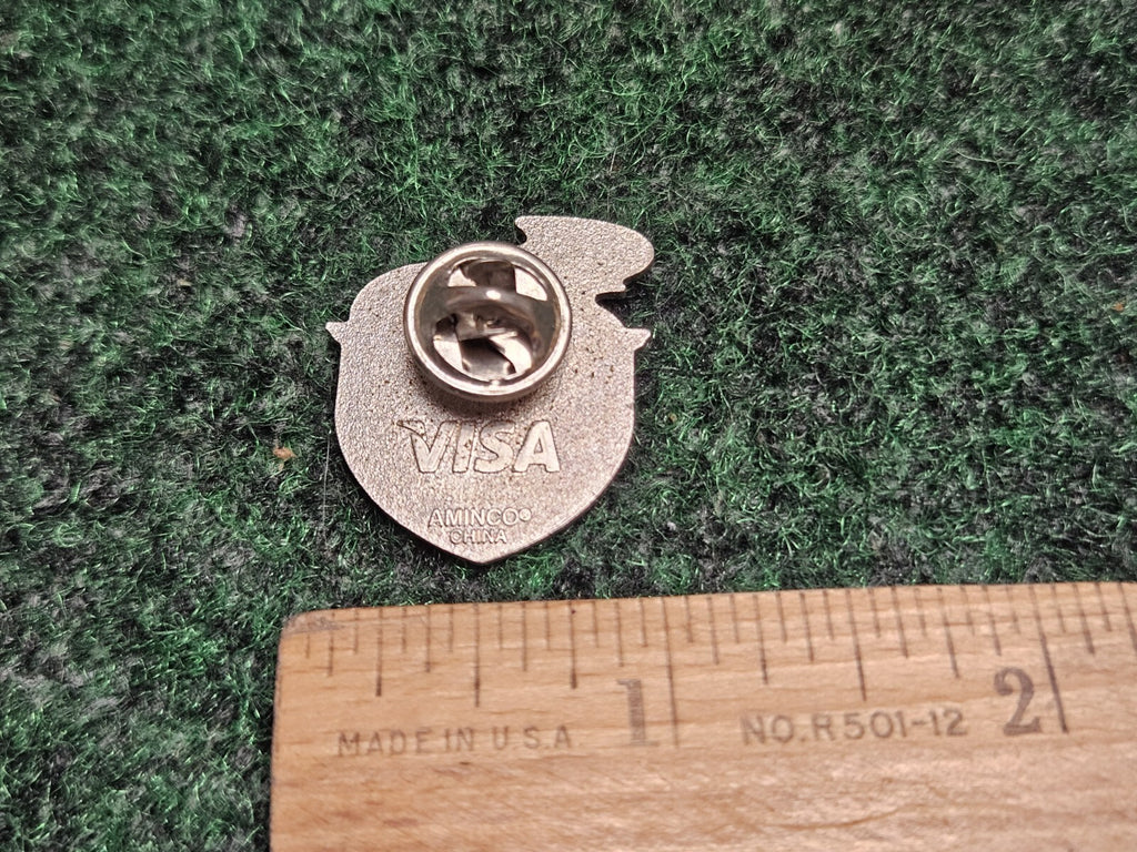 2006 Olympic Games USA Lapel Pin Visa Blue Shield Rings Red Yellow Flames