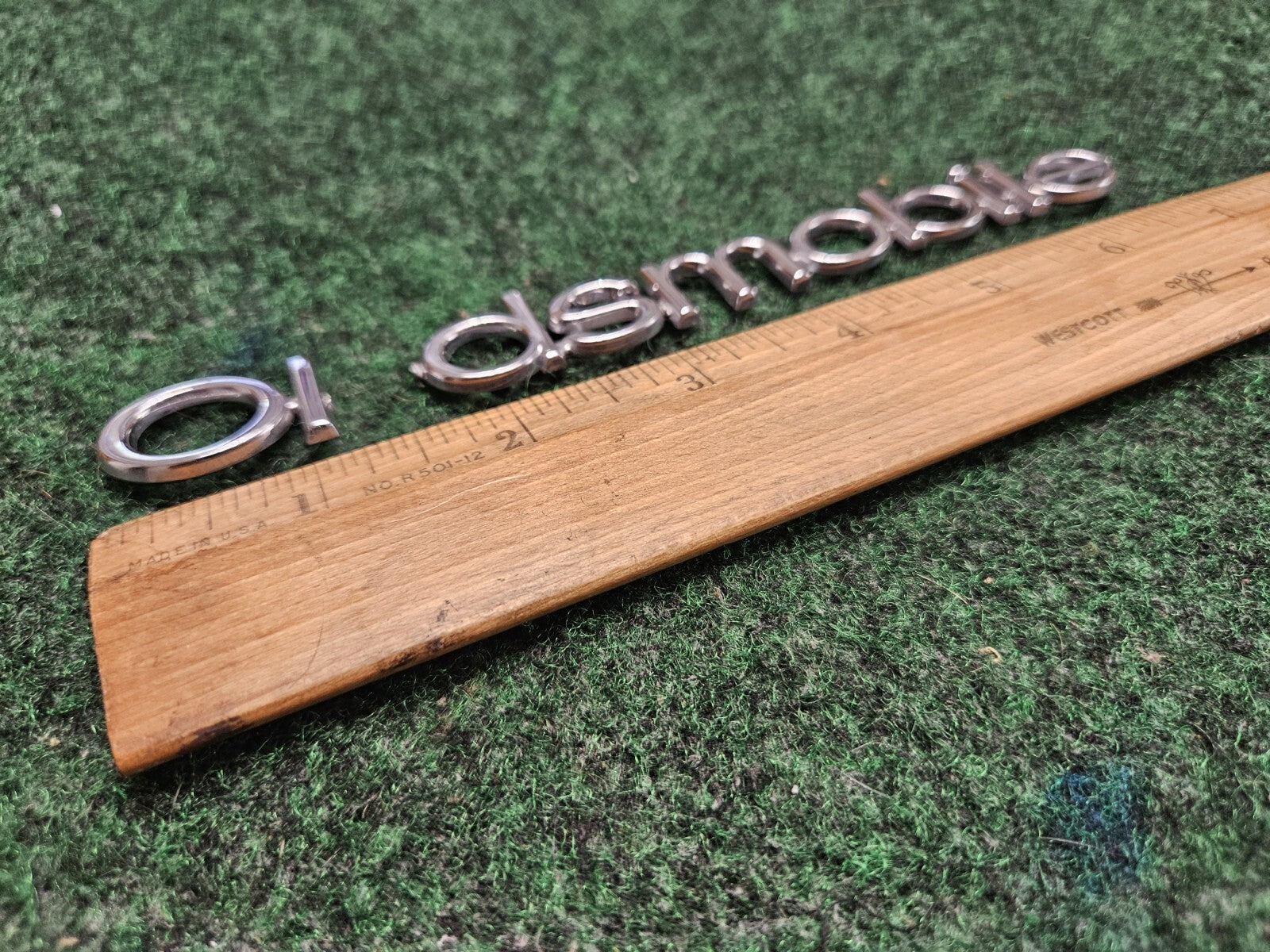 Oldsmobile OEM Chrome Emblem Badge Logo Nameplate Name Plate Cracked 6.5" CL4