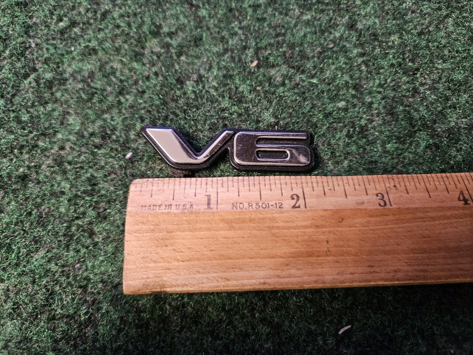Pontiac OEM V6 Chrome Black Plastic Emblem Badge Logo Nameplate Name Plate 5L9
