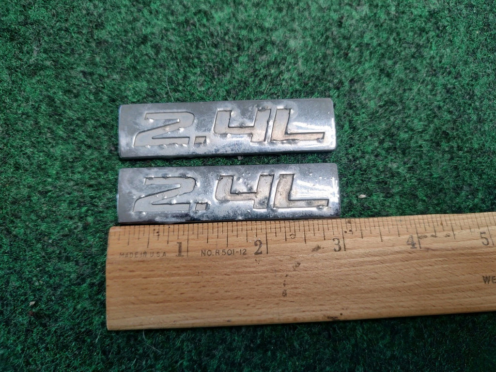 2 CHROME METAL 2.4L ENGINE RACE MOTOR SWAP EMBLEM BADGE FOR TRUNK HOOD DOOR 1S9