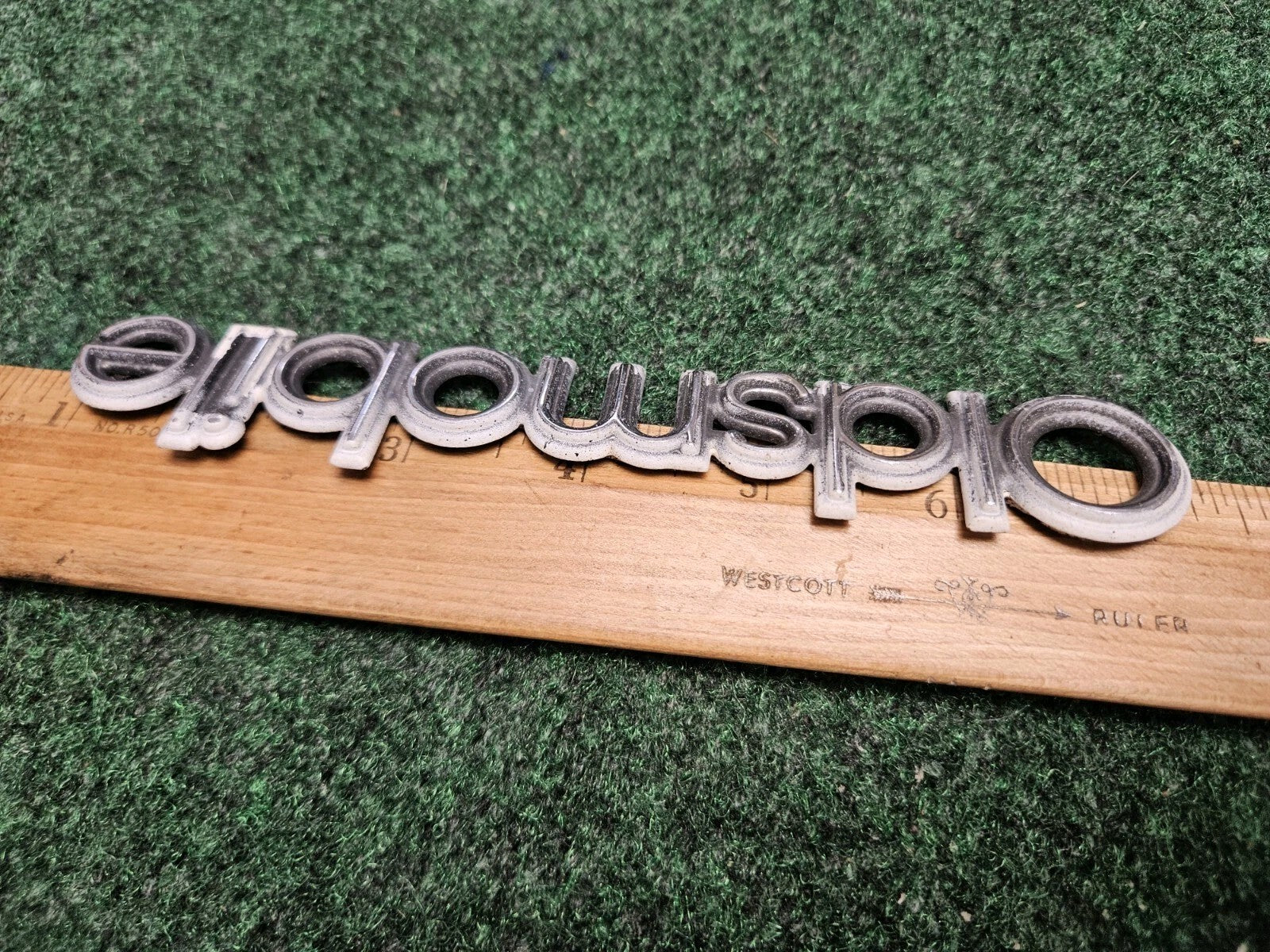 Oldsmobile Chrome Emblem Badge Logo Nameplate Name OEM Plate 6.5" 5M2
