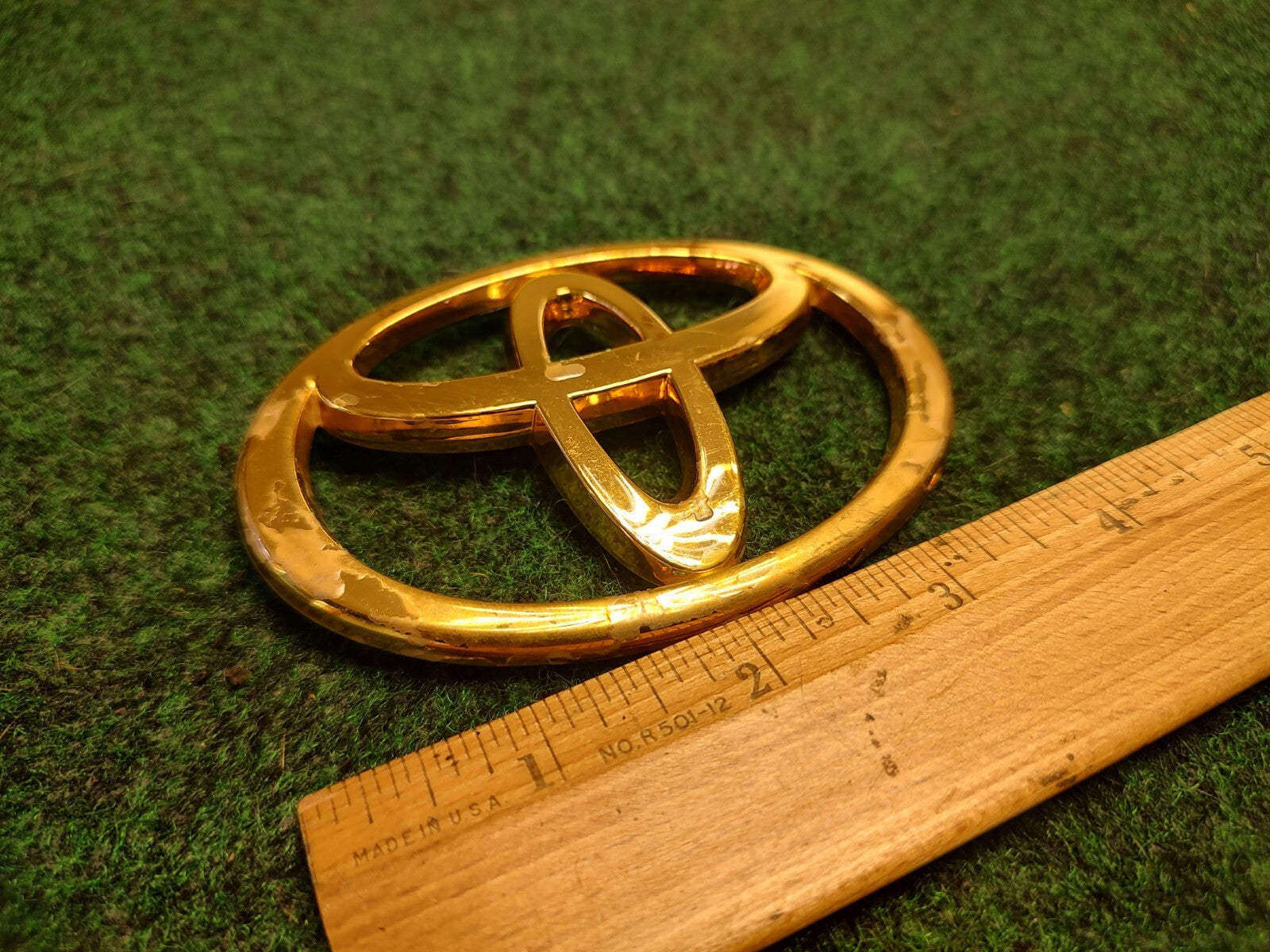 Toyota Gold Plastic Emblem Badge Logo OEM 4 INCH Wide 1S8