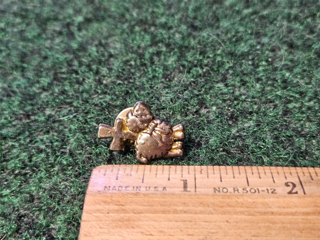 Goldtone Lamb Cross Easter Tac Lapel Pin