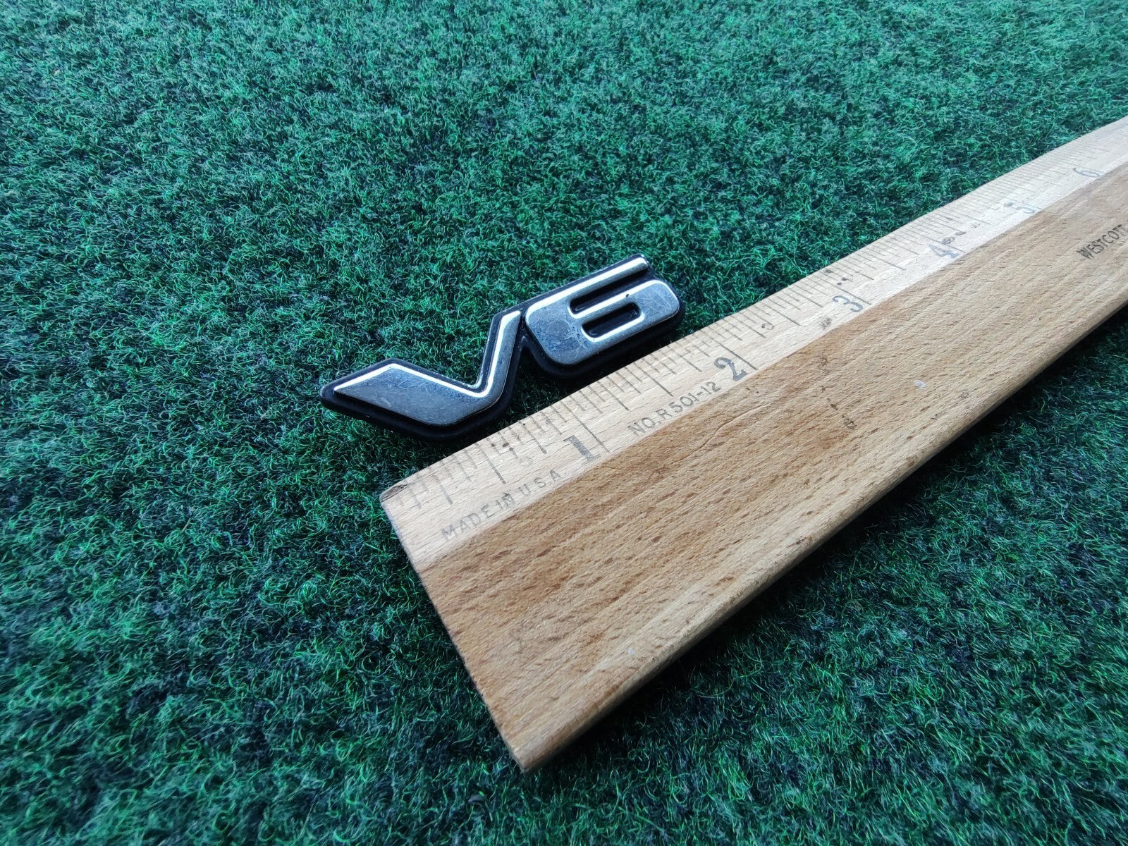 Pontiac OEM V6 Chrome Black Plastic Emblem Badge Logo Nameplate Name Plate 5S4