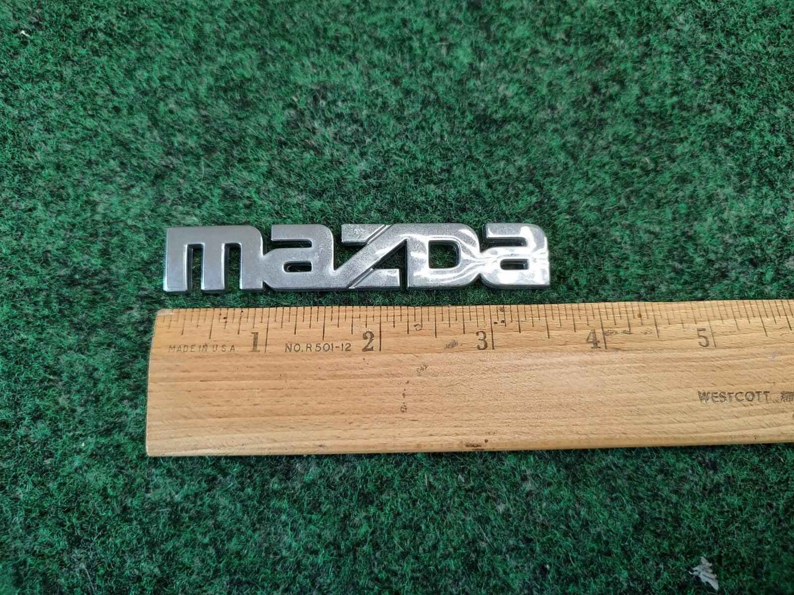 Mazda OEM Chrome Emblem Badge Logo Nameplate Name Plate ~3.75" Inches 4S7