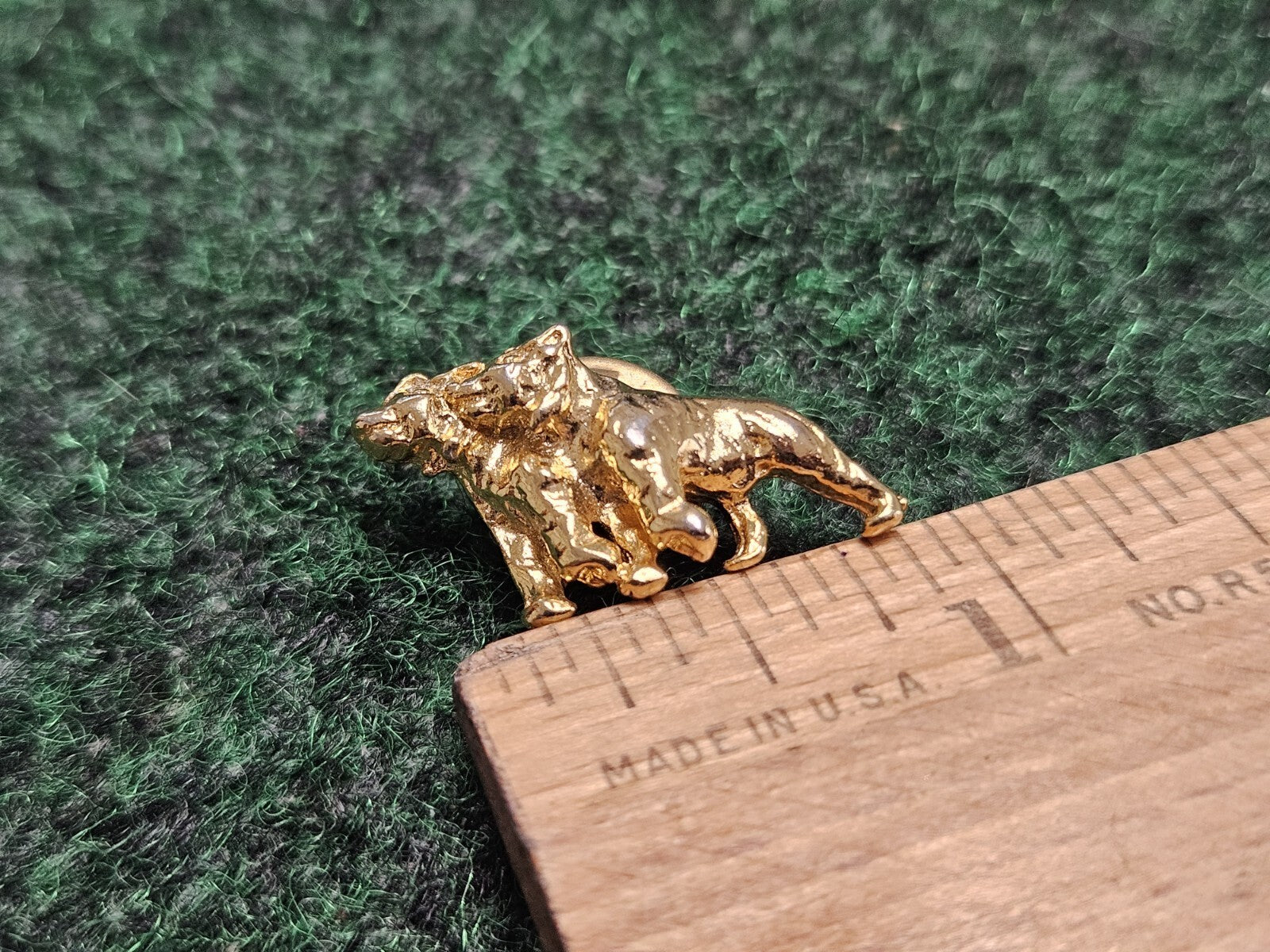 Pair of Guard Dogs Gold Tone Metal & Enamel Lapel Pin Pinback