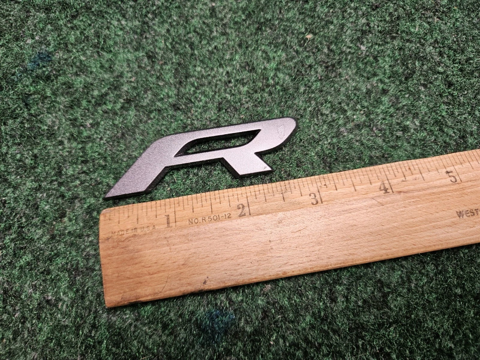 2011-2019 FORD EXPLORER Letter R Only FRONT HOOD EMBLEM LOGO BADGE GRAY OEM CL4
