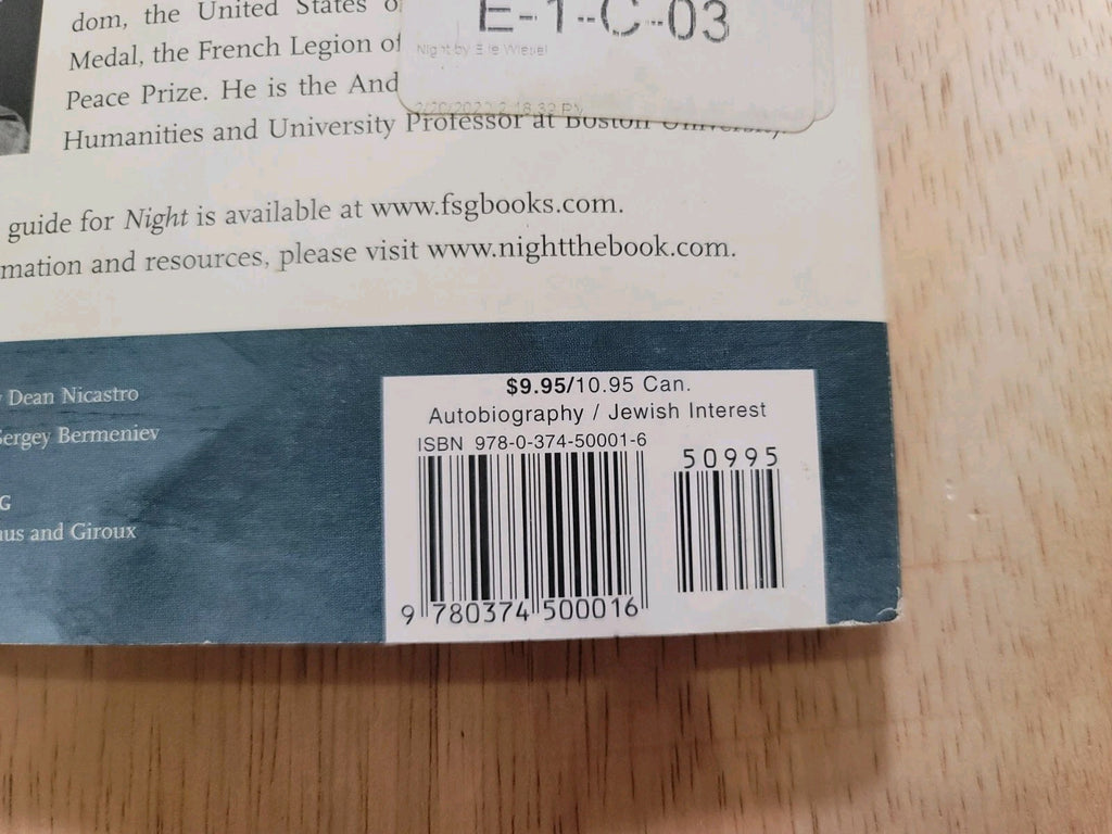 2 Of The Same Books Night (Night) - Paperback By Elie Wiesel B12