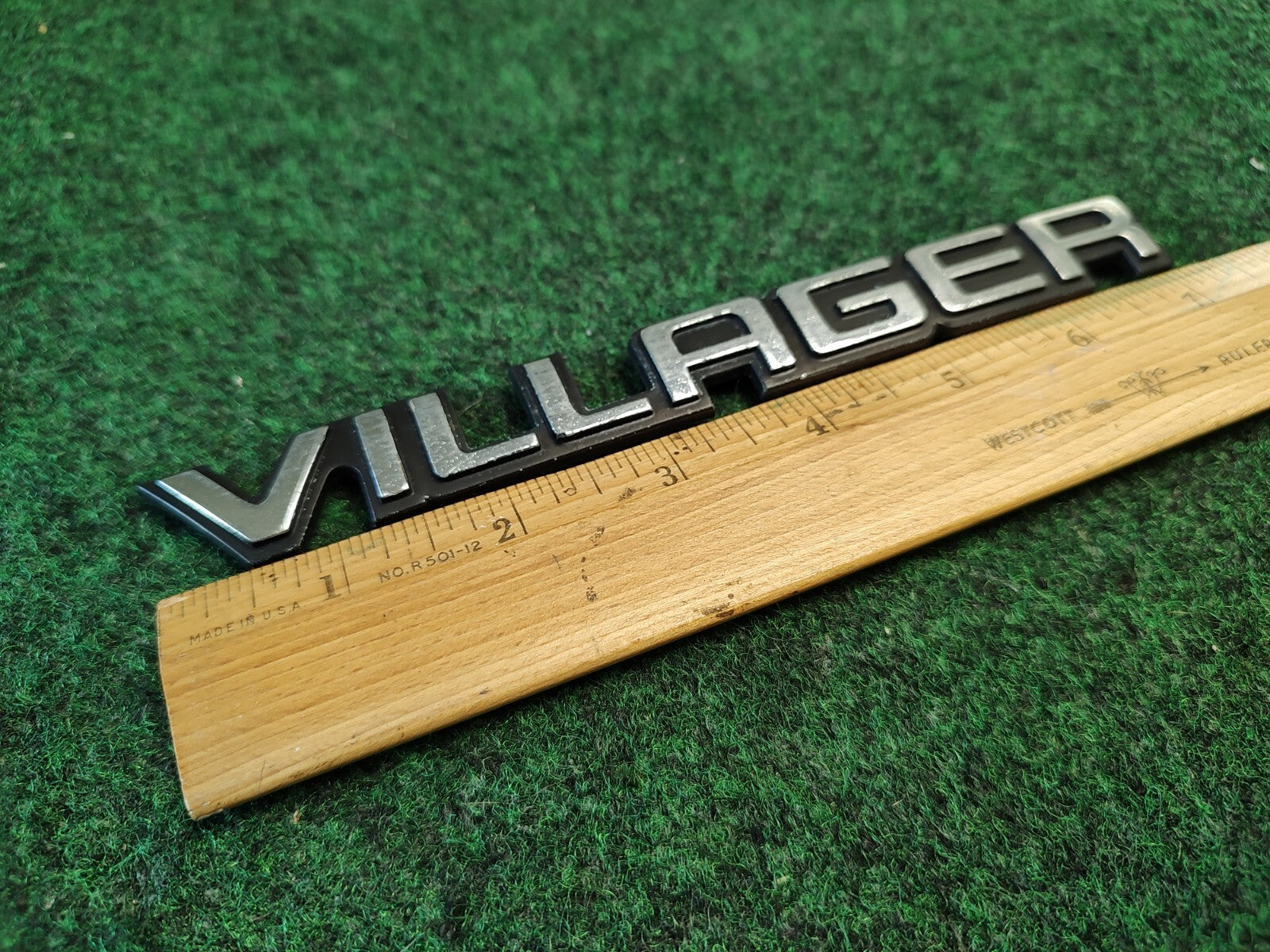 Mercury OEM Villager Chrome & Black 7.125" Emblem Badge Logo Nameplate Name 2M9