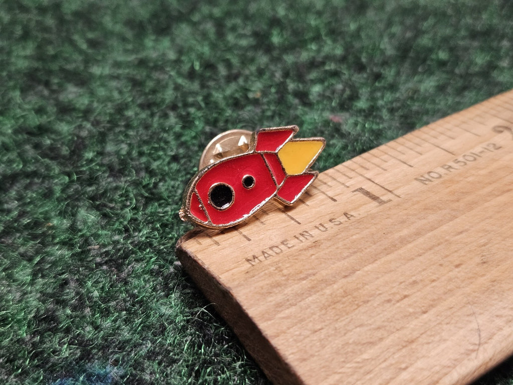 Colorful Enamel Red Spaceship Pin Lapel Pack Hat w PinBack