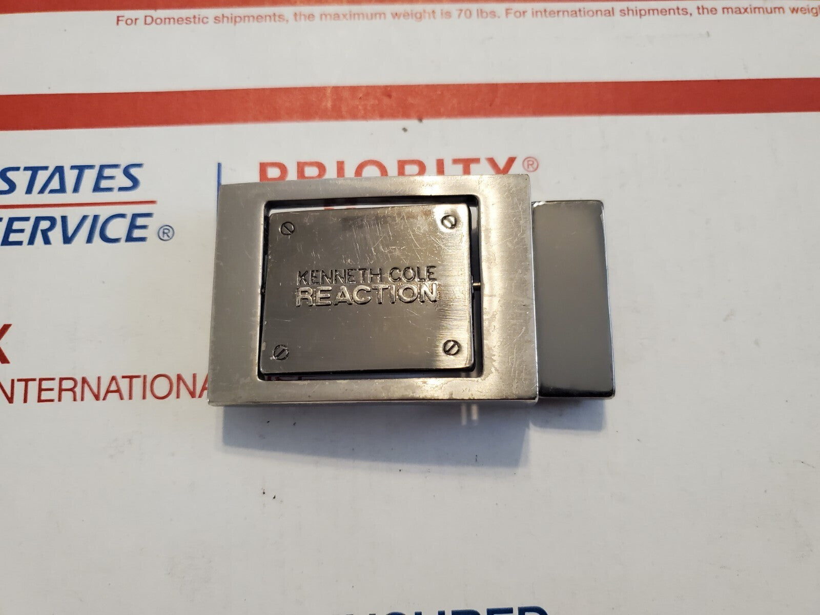 Men's Kenneth Cole Reaction Reversable Silver Belt Buckle 4L4