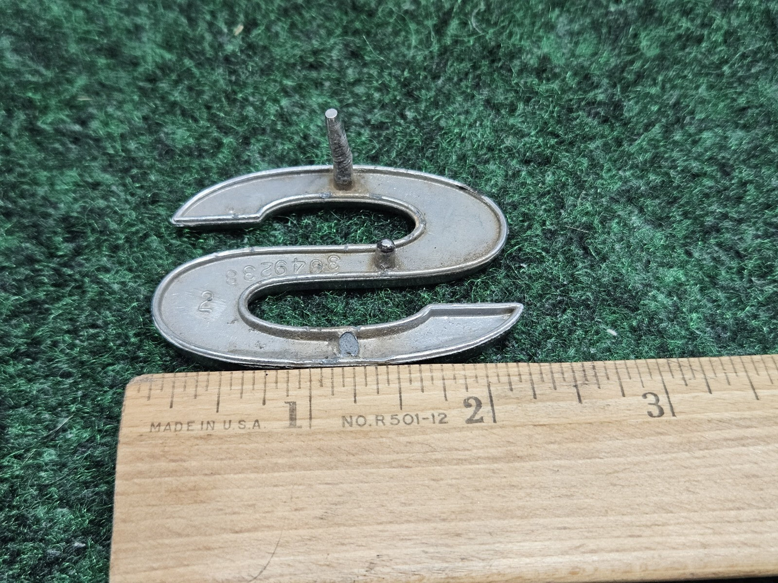 1968 -72 Chevrolet Chevy Impala SS Emblem Badge Name Plate 3949238 "S" Metal 7S9