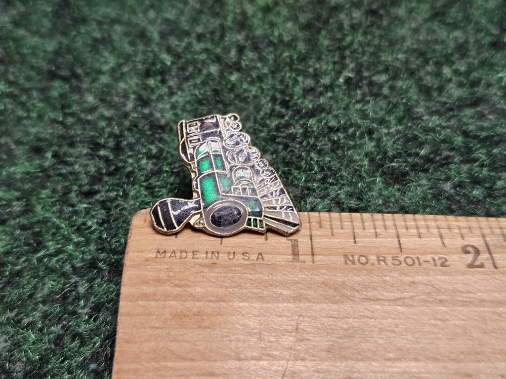 Black & Green Steam Engine Bike Motorcycle Hat Cap Lapel Pin
