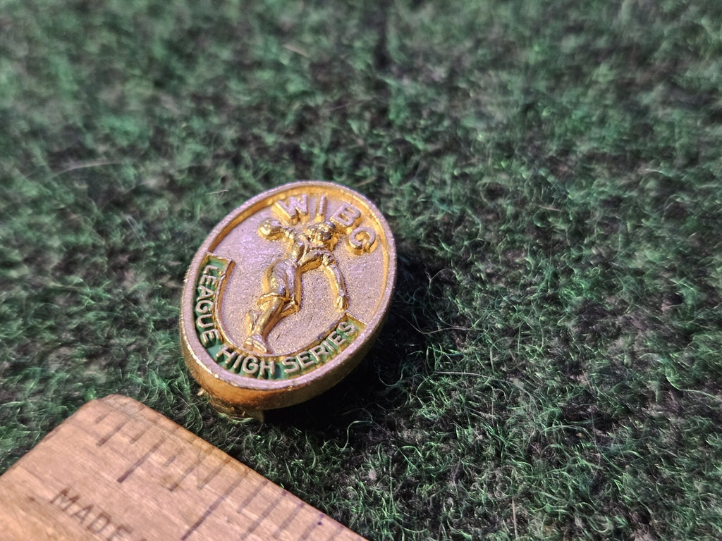 WIBC League High Series Bowling Gold Tone Vintage Lapel Pin