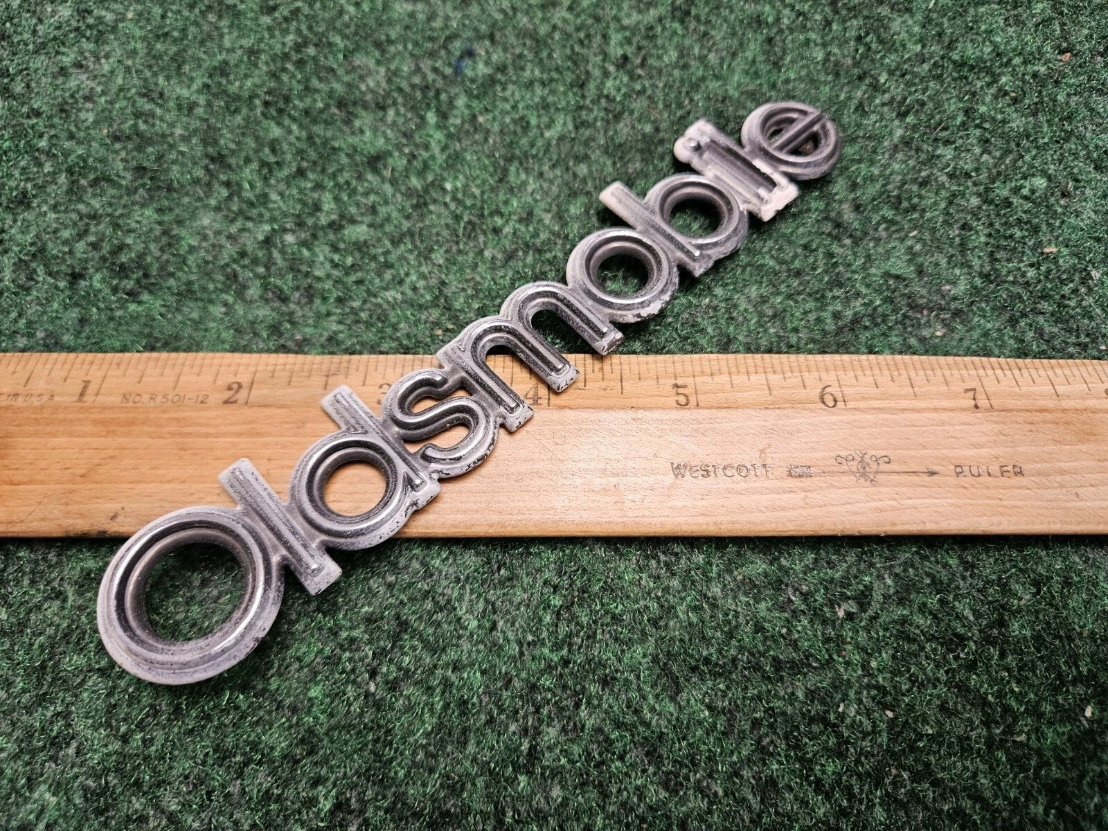 Oldsmobile Chrome Emblem Badge Logo Nameplate Name OEM Plate 6.5" 5M2