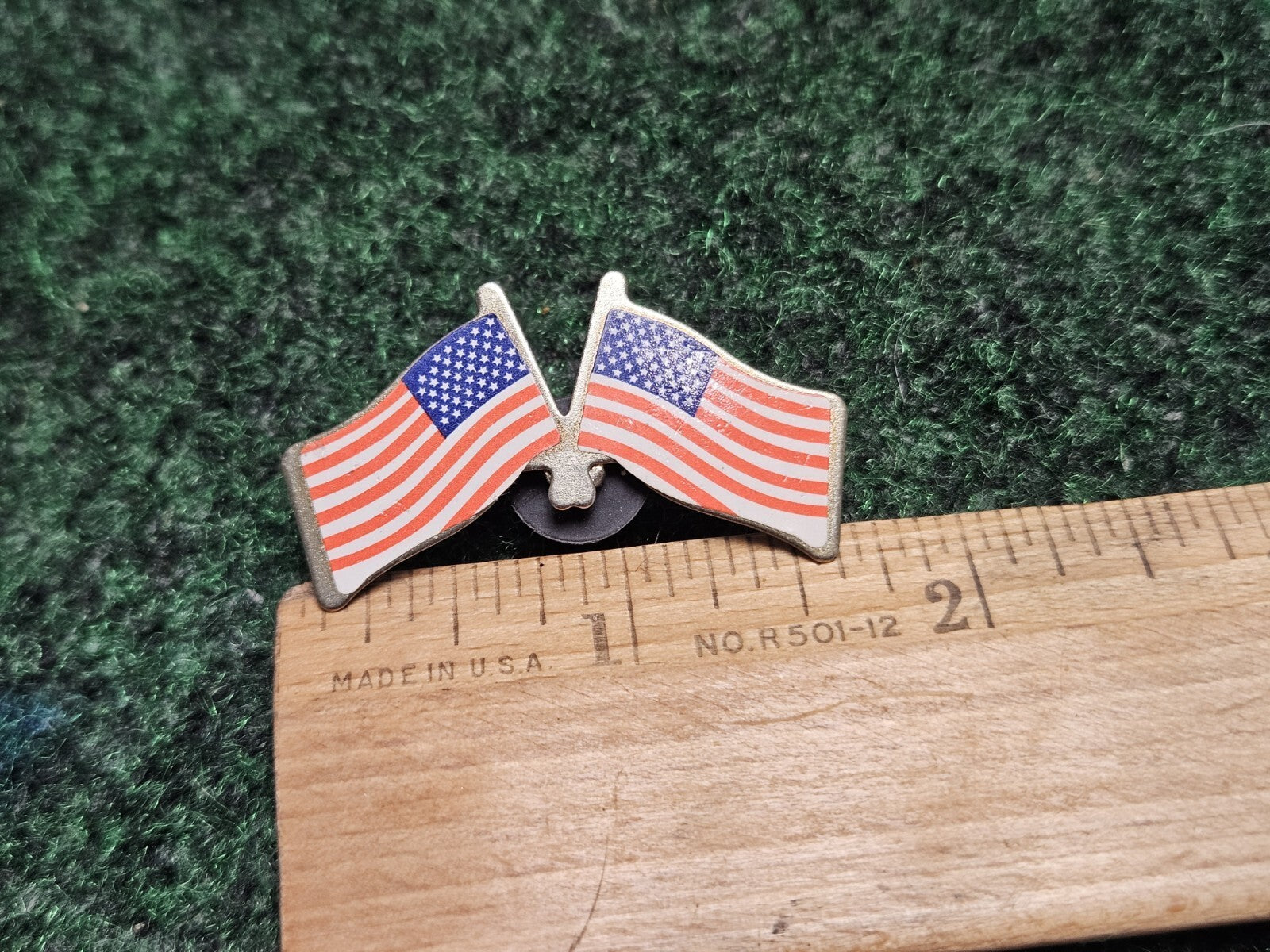 Double American Flag USA 1.75" Lapel Pin Brooch