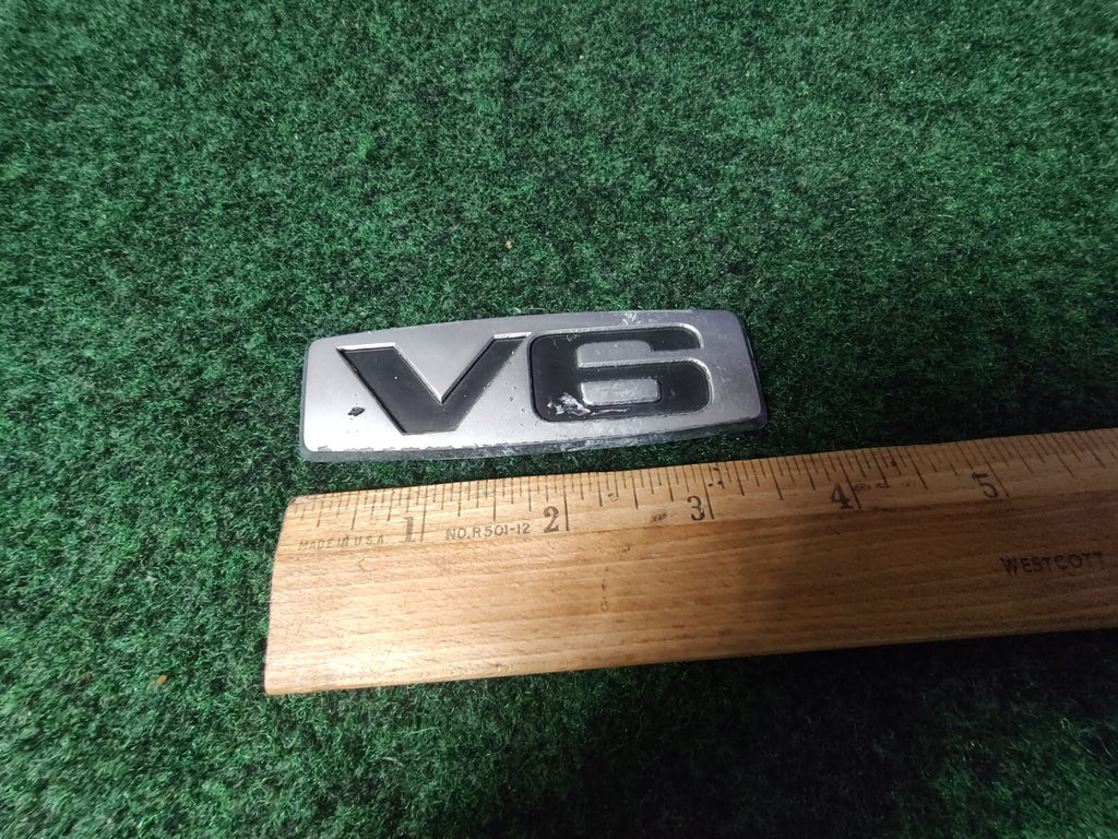 V6 Silver 3.75" Emblem Badge Logo Nameplate Name Plate OEM 6S4