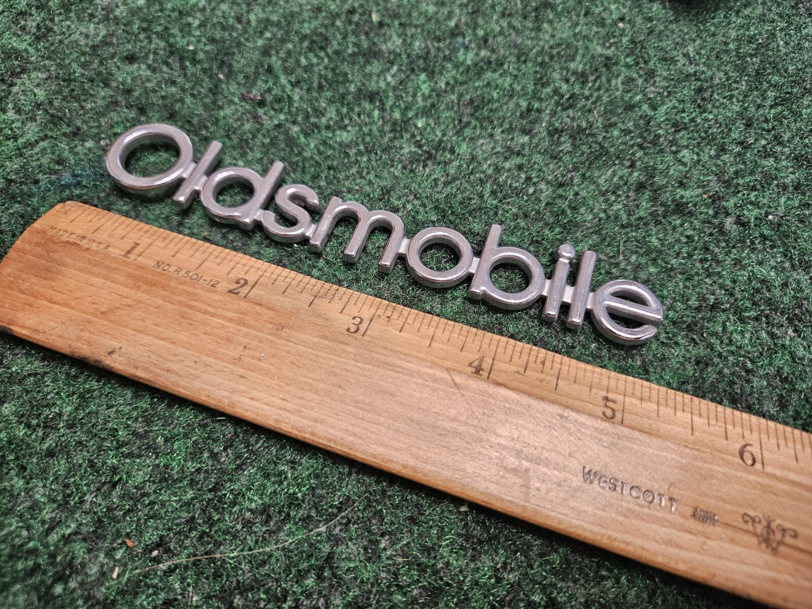 Oldsmobile Chrome Emblem Badge Logo Nameplate Name OEM Plate 5.25" 6M9