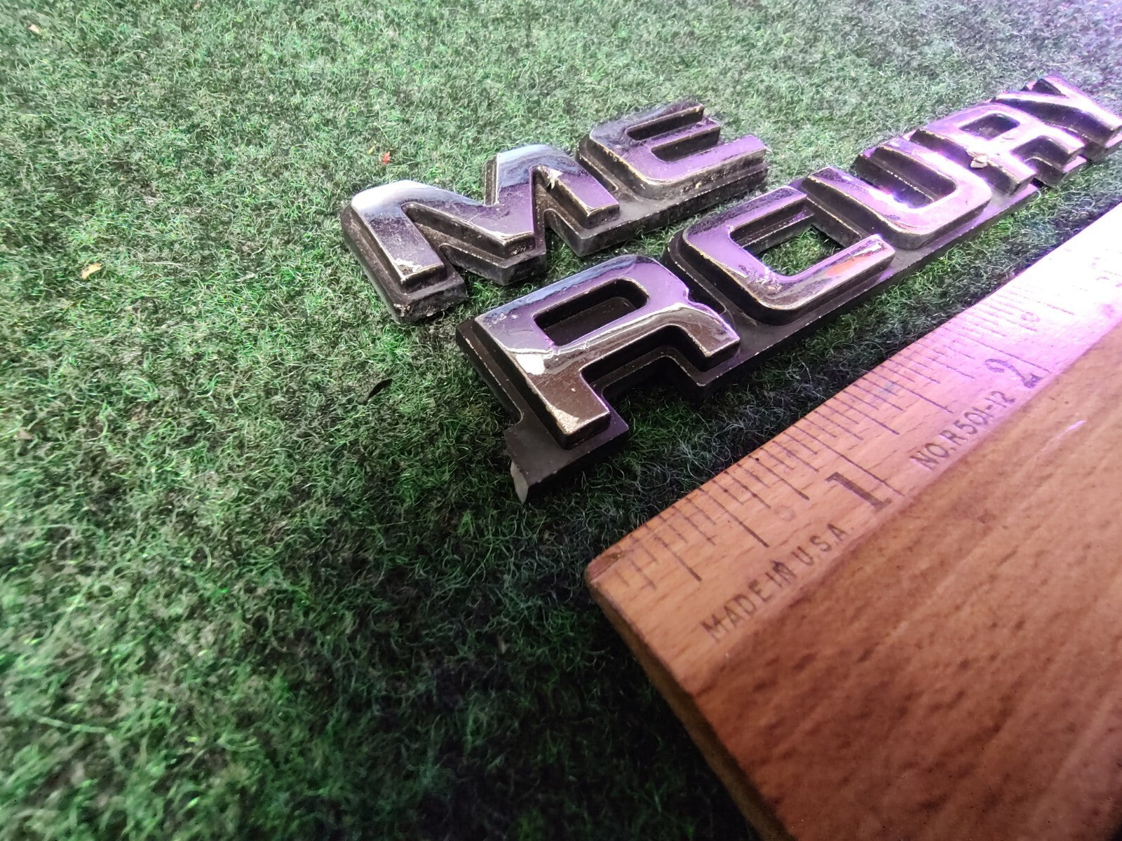 Mercury Name Plate Nameplate Emblem Logo Badge Rear Panel Chrome CRACKED 6S4
