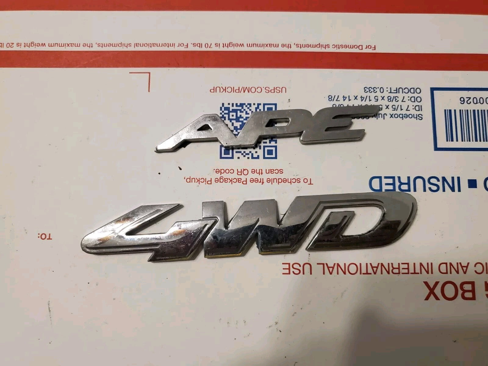 Ford Escape Rear Chrome "4WD" NAMEPLATE Emblem OEM 8L8Z-7842528-D 3L7
