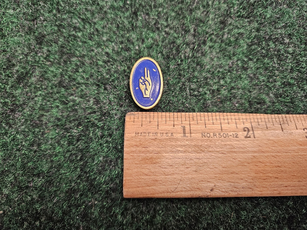 World Assn of Girl Guides & Girl Scouts Brownie Hand Sign Pin Vintage