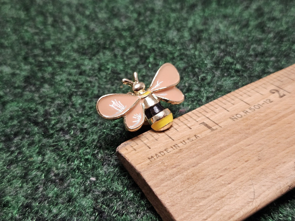 Colorful 1.2" Enamel Goldtone Bumble Bee Pin for Lapel Pack Hat w Pin Back