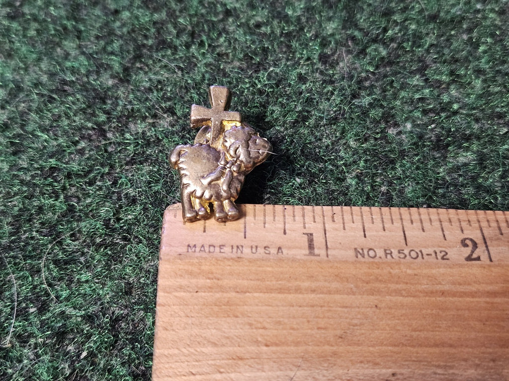 Goldtone Lamb Cross Easter Tac Lapel Pin