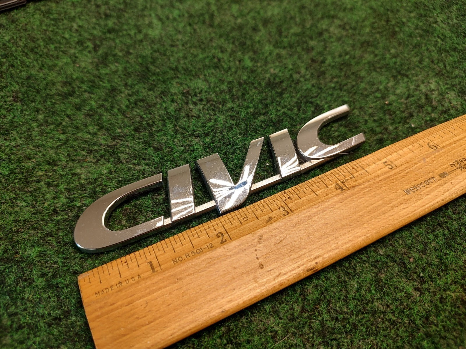 Honda OEM Civic Chrome Plastic 5.25" Emblem Badge Logo Nameplate Name Plate 4S8