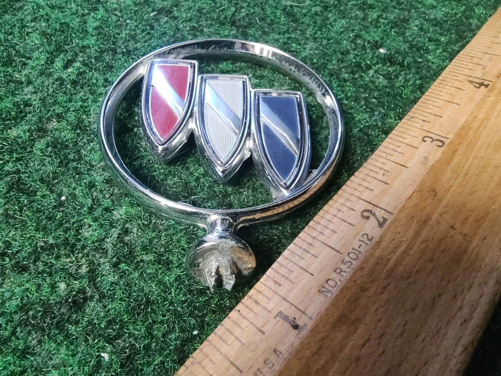 Vintage Buick Auto Car Tri-Shield Hood Ornament Emblem Medallion 2" Inch 4S3