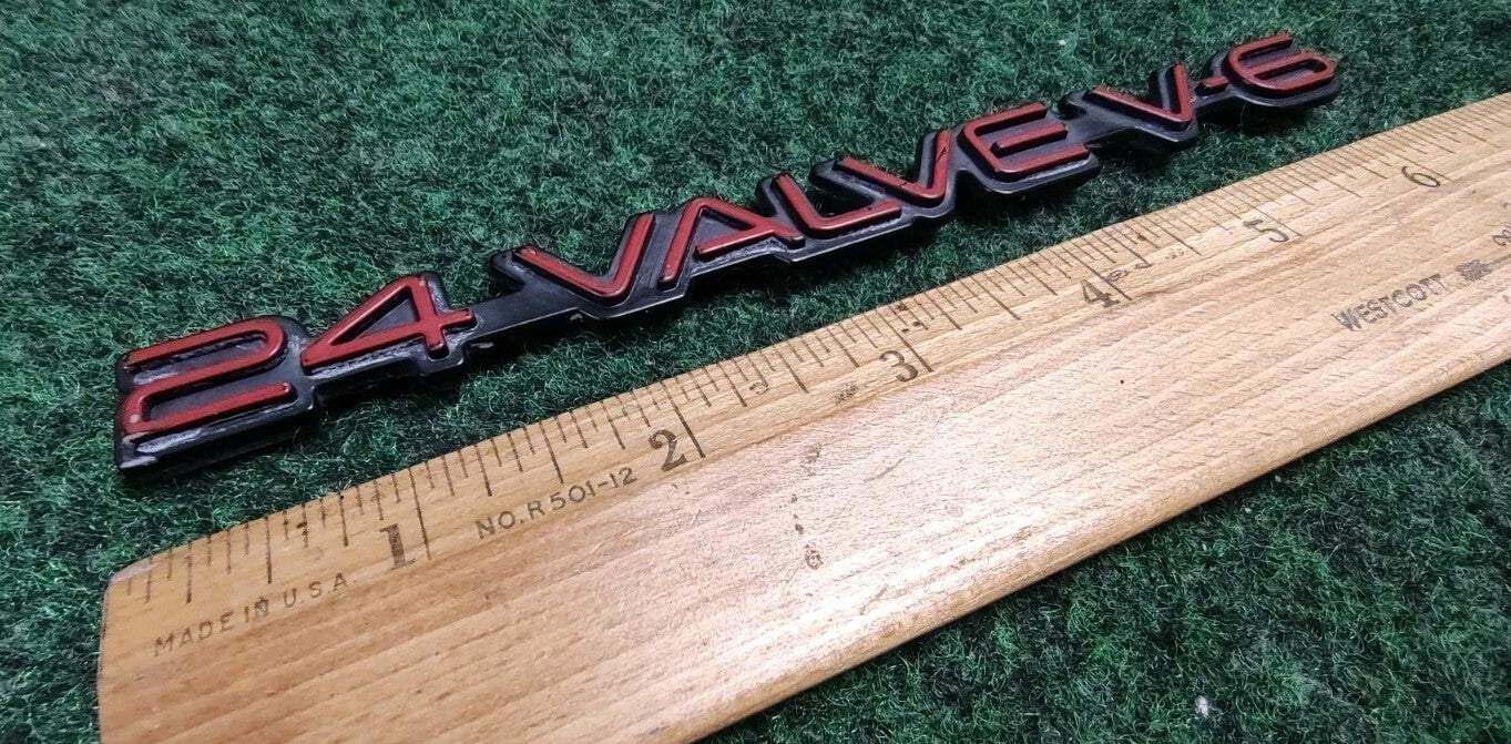 PONTIAC GRAND PRIX 24 VALVE V-6 CIRCA '92 FRONT FENDER EMBLEM 10141749 Red 5S5