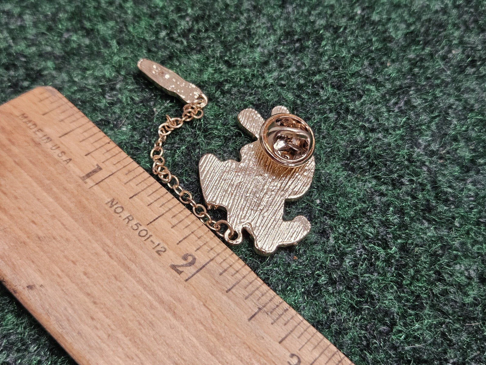 Bunny Rabbit and Dangling Carrot Charm Lapel Pin Attached with Chain