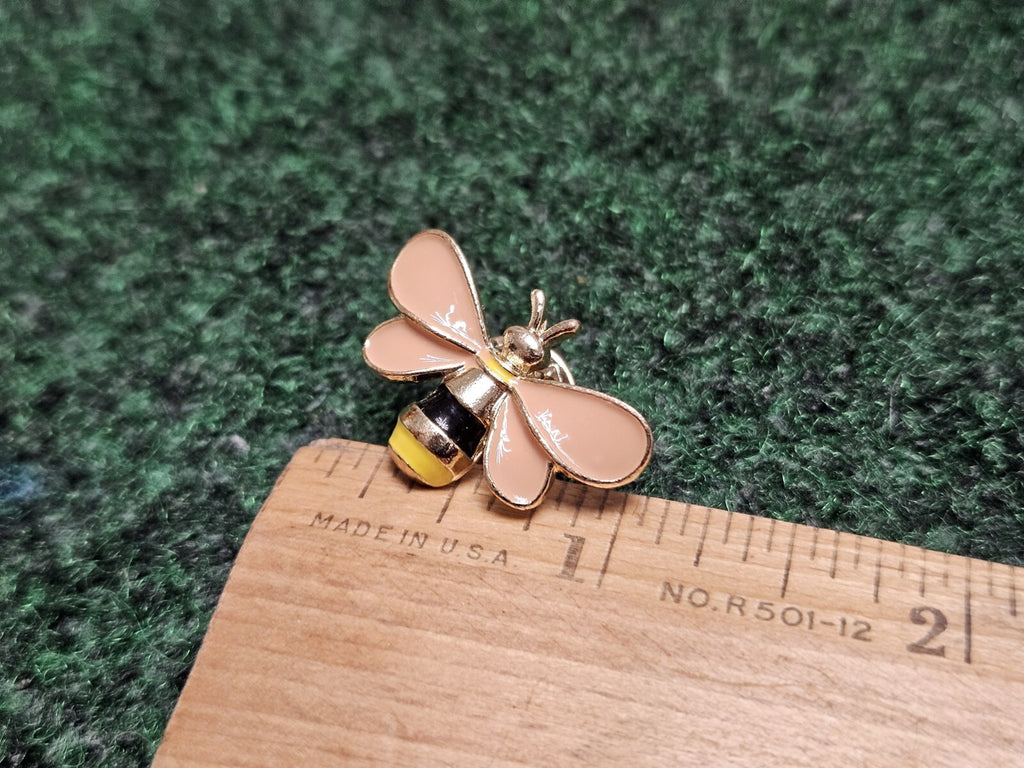 Colorful 1.2" Enamel Goldtone Bumble Bee Pin for Lapel Pack Hat w Pin Back