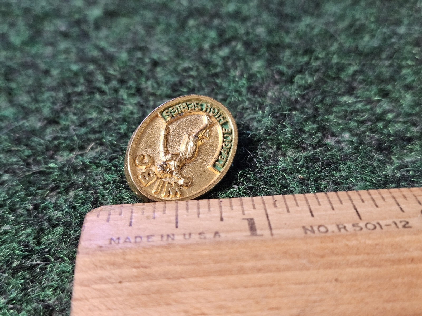 WIBC League High Series Bowling Gold Tone Vintage Lapel Pin