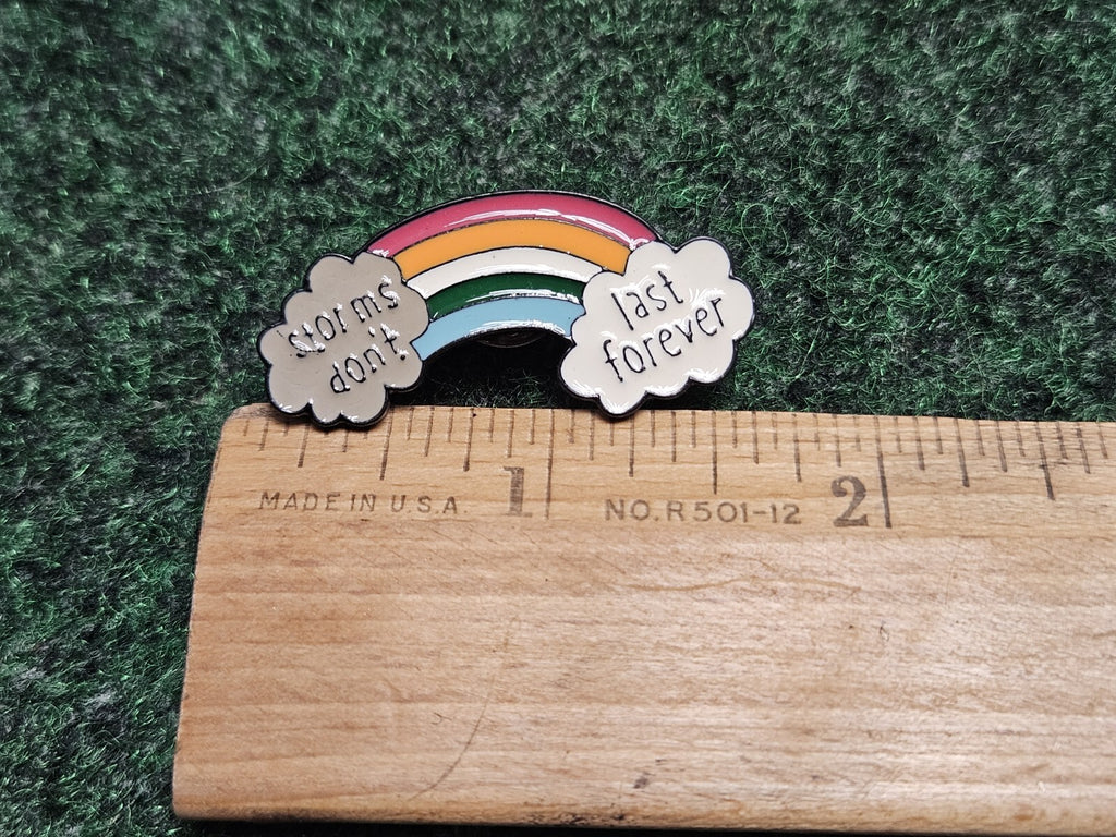 Storms Don't Last Forever Rainbow And Cloud Enamel Pin Badge Brooch Rainbow