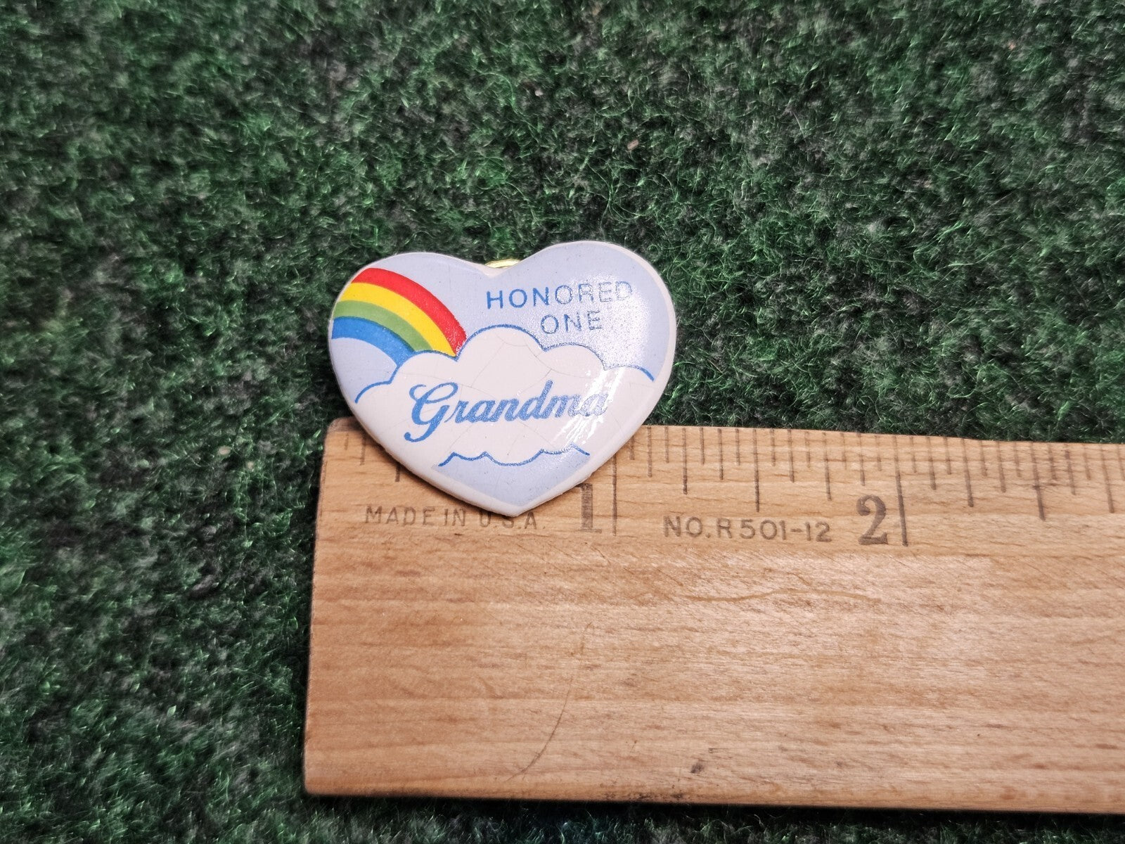 Heart Honored One Grandma Rainbow Clouds Lapel Pin