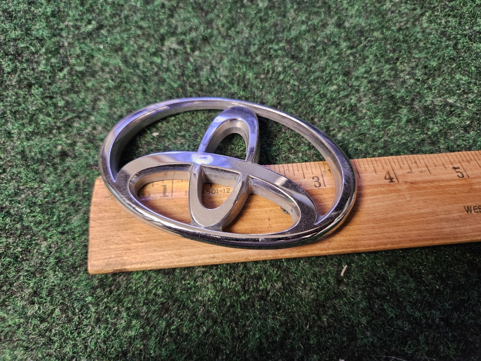 Toyota Chrome Emblem Logo Symbol Unknown Name Plate Model ~3.5" 5L9