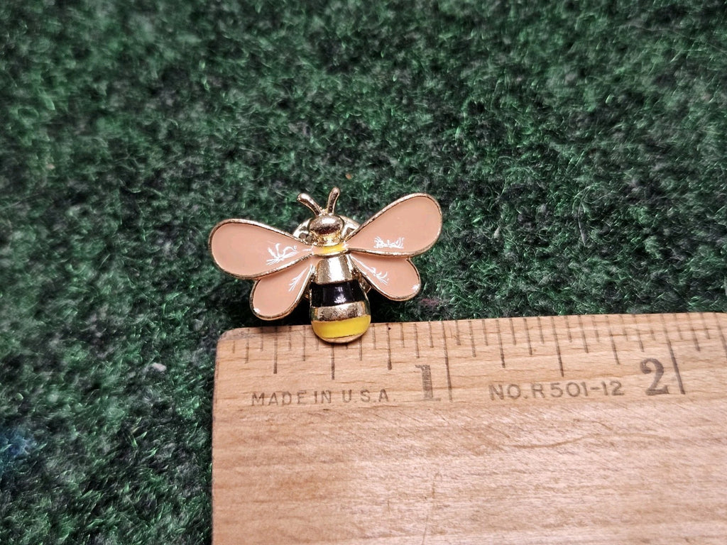 Colorful 1.2" Enamel Goldtone Bumble Bee Pin for Lapel Pack Hat w Pin Back