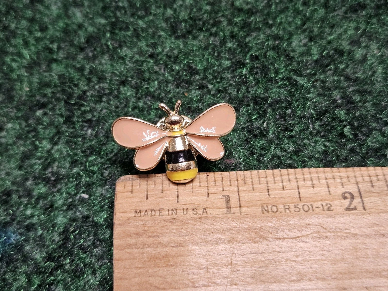 Colorful 1.2" Enamel Goldtone Bumble Bee Pin for Lapel Pack Hat w Pin Back